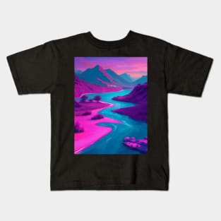 Vaporwave river aesthetic Kids T-Shirt